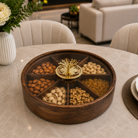 Royal Walnut Dry Fruit Serving Tray