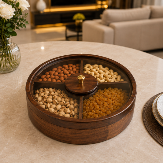 Luxury Round Walnut Dry Fruit Box