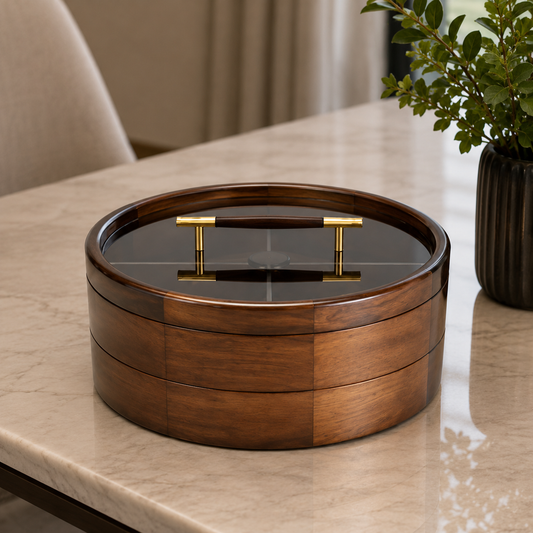 Luxury Round Wooden Dry Fruit Box