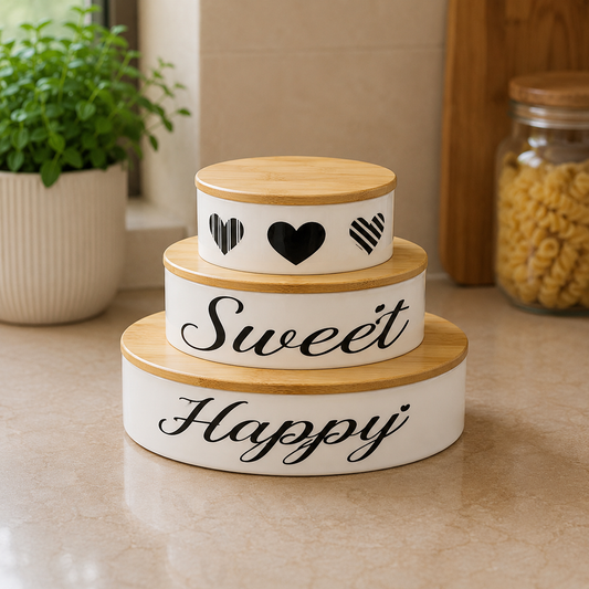 Elegant 3Pc Ceramic Storage Jar Set
