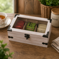 Classic Wooden Tea Bag Organizer Box