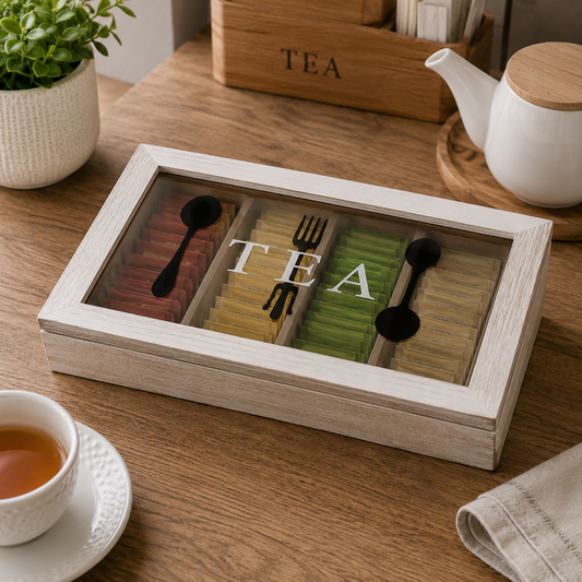 Modern Wooden Tea Bag Organizer Box