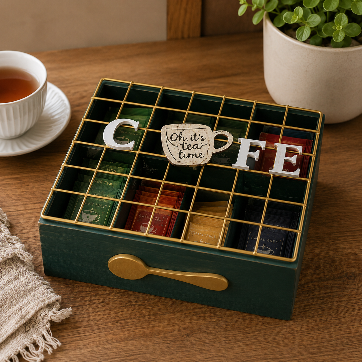 Premium Coffee & Tea Organizer Storage Box