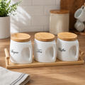 Modern Tea, Coffee & Sugar Ceramic Jar Set