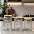 Nordic Crinkle Glass Storage Jar with Bamboo Lid