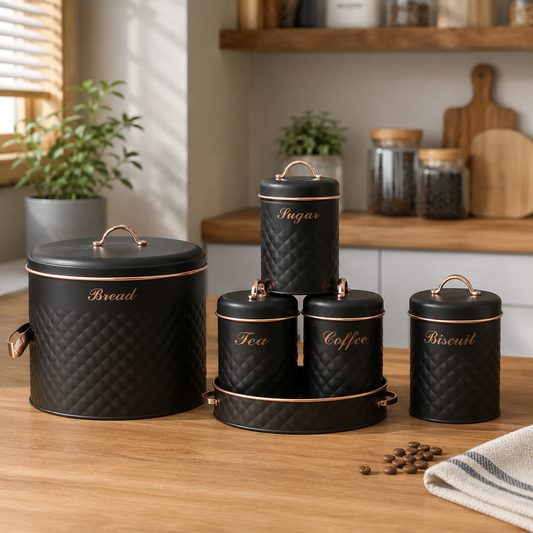 Luxury Bread Box & Kitchen Canister Set – 5Pc