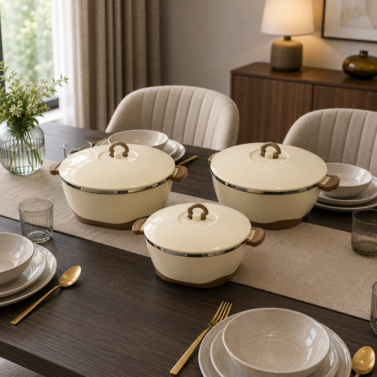 Beige Versatile Hotpot Set – 3 Pcs