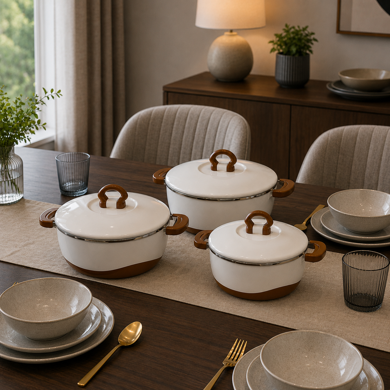 Brown Versatile Hotpot Set – 3 Pcs