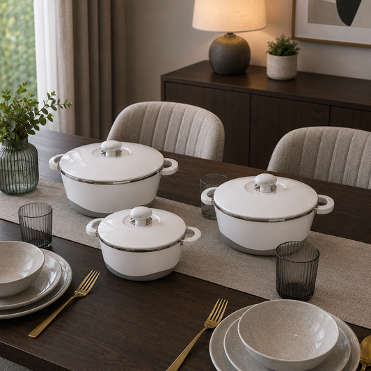 White Versatile Hotpot Set – 3 Pcs