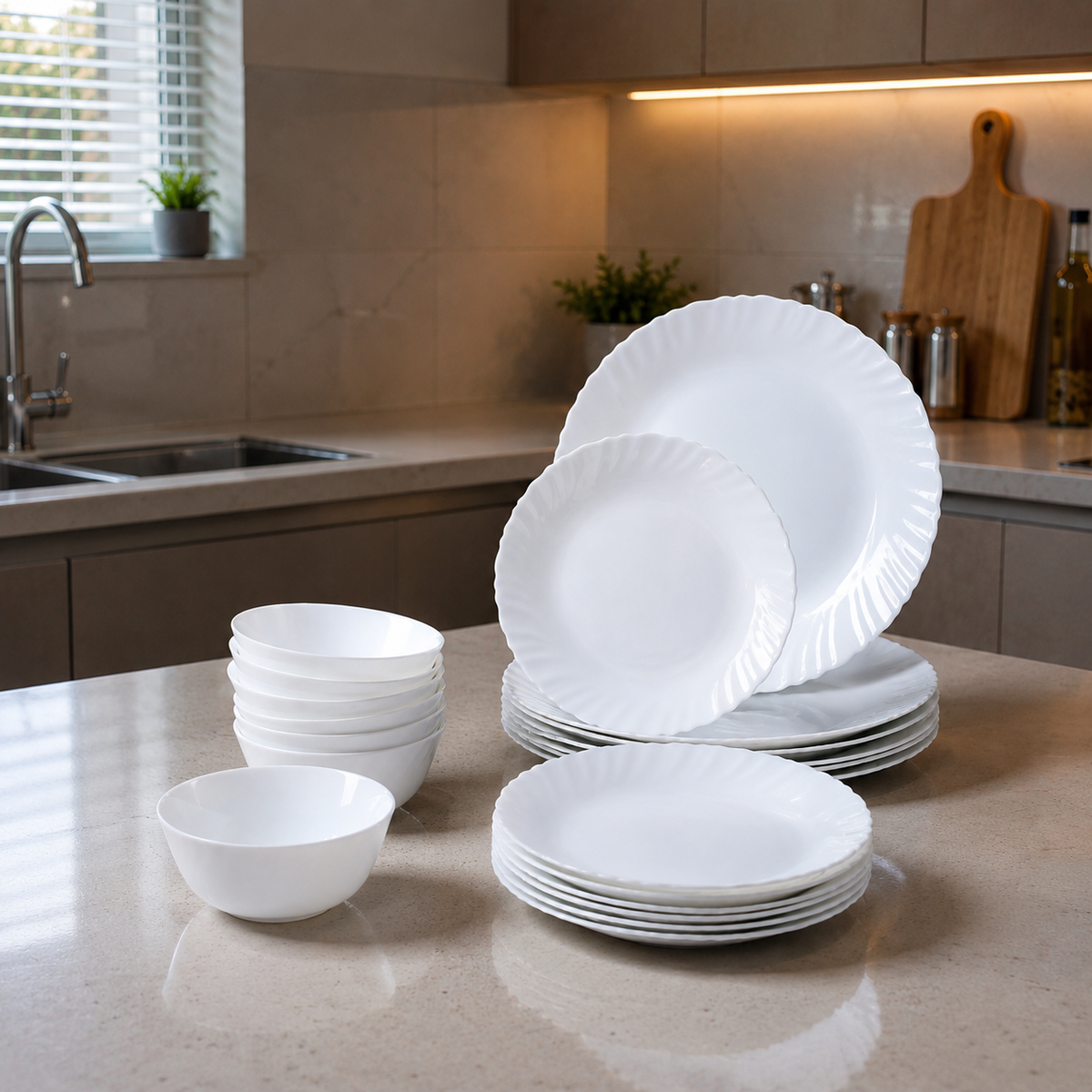 Danny Home Zeal Opal Glass Dinner Set - 24 Pcs