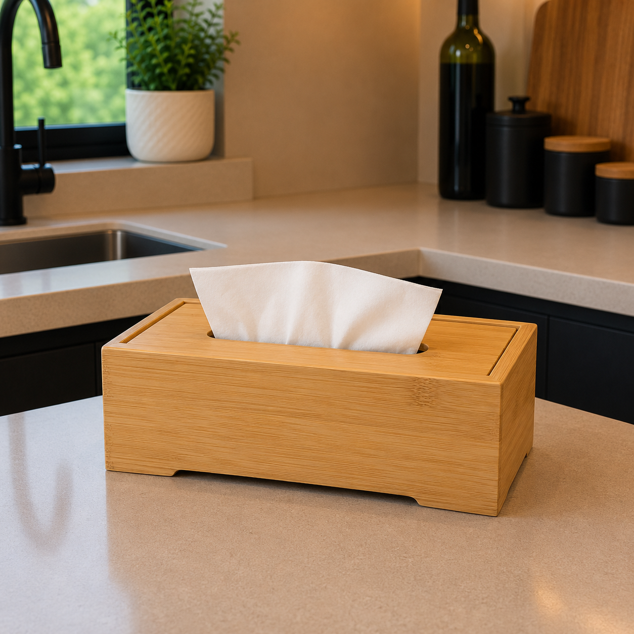 Bamboo Wood Tissue Box