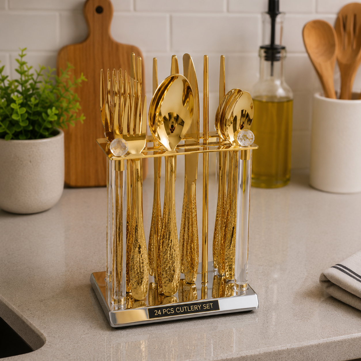 24Pcs Cutlery Set | Gold