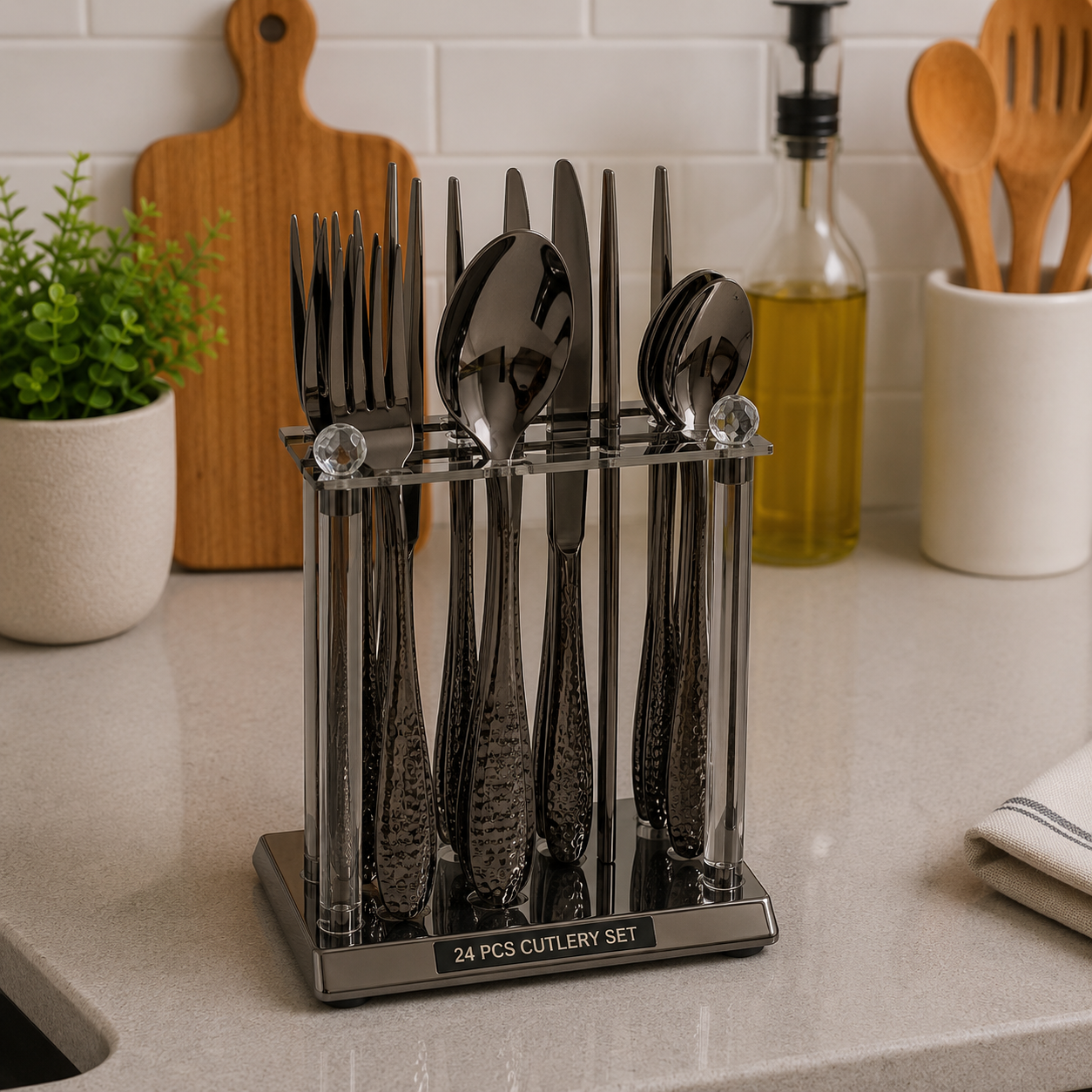 24Pcs Cutlery Set | Black