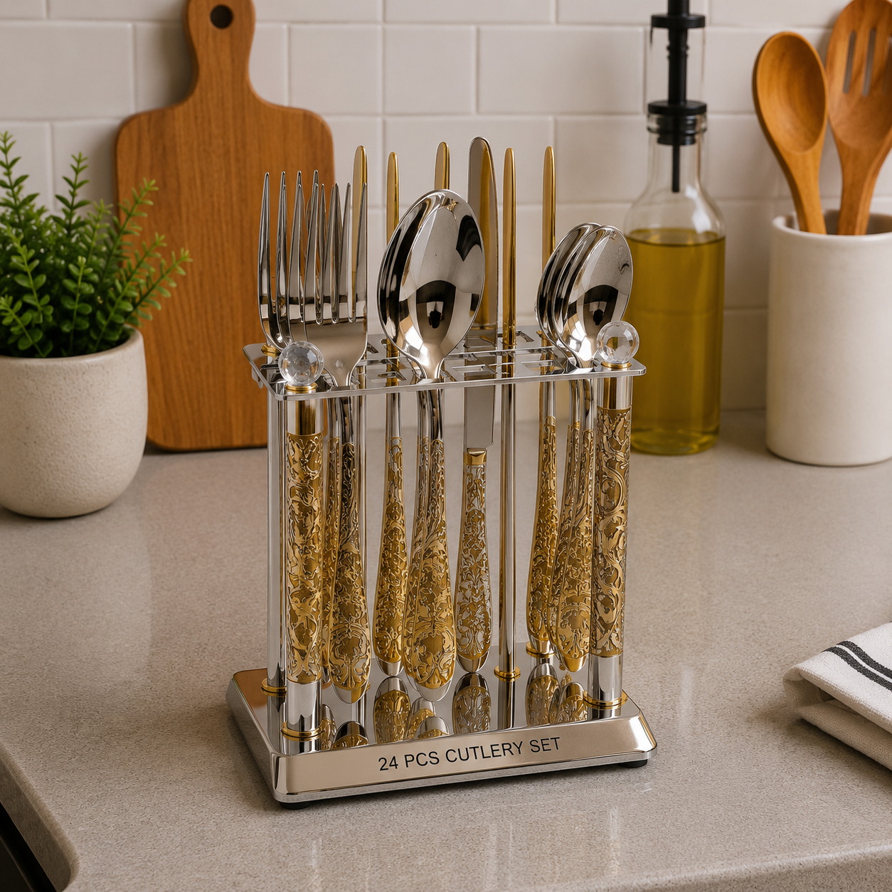 24Pcs Cutlery Set | Gold & Silver