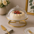 Brilliant 13-Inch Cake Stand with Dome Lid & Gold Metal Base