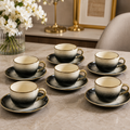 Cup N Saucer Stone Heavy Ceramic Set – 6 Pcs Luxury Collection