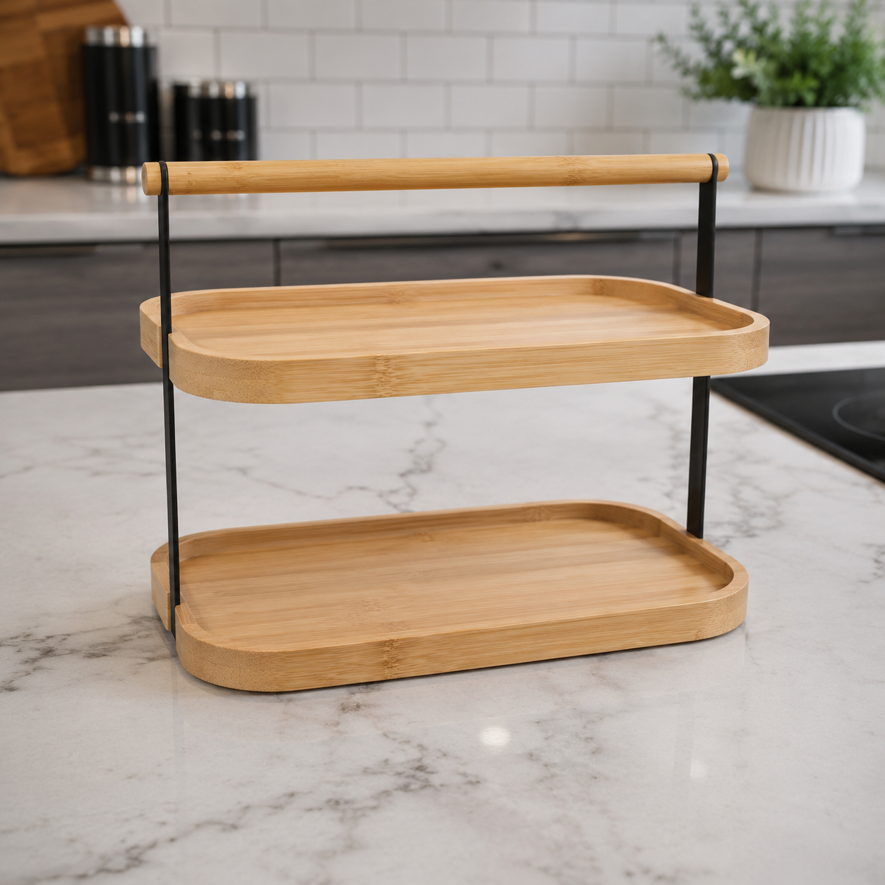 Bamboo Luxe 2-Tier Serving Stand