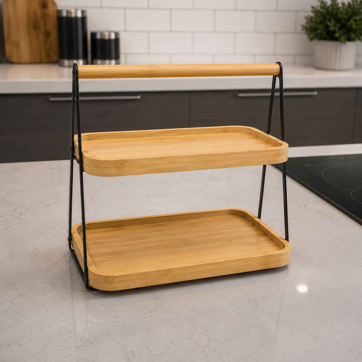 Bamboo Elite 2-Tier Display Stand Oval