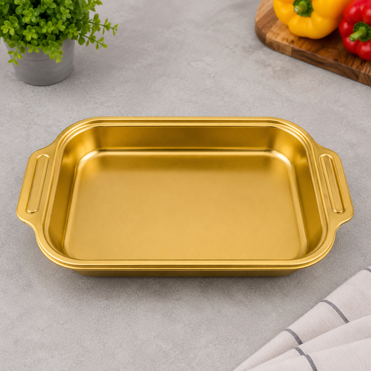 Luxury Gold Stainless Steel Serving Dish – 47x29x6cm