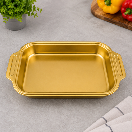 Luxury Gold Stainless Steel Serving Dish – 47x29x6cm