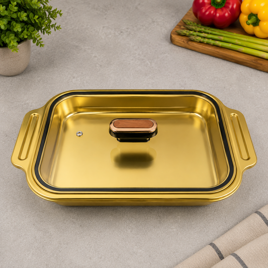 Royal Gold Covered Serving Dish – 47x29x6cm