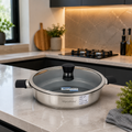 Alpenberg 28x7cm Stainless Steel Karahi with Glass Lid