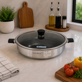 Alpenberg 32x7cm Stainless Steel Karahi with Glass Lid