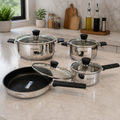 Alpenberg 8 Pieces Stainless Steel Cookware Set with Glass Lids