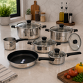 Alpenberg 10 Pieces Stainless Steel Cookware Set with Glass Lids