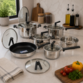 Alpenberg 10 Pieces Stainless Steel Cookware Set with Glass Lids