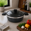 Alpenberg 28cm Pot Black/Silver with Glass Lid