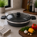 Alpenberg 34cm Karahi Black/Silver with Glass Lid