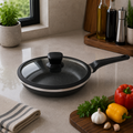 Alpenberg 24cm Fry Pan Black/Silver with Glass Lid