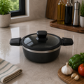 Alpenberg 20cm Casserole Black/Silver with Glass Lid