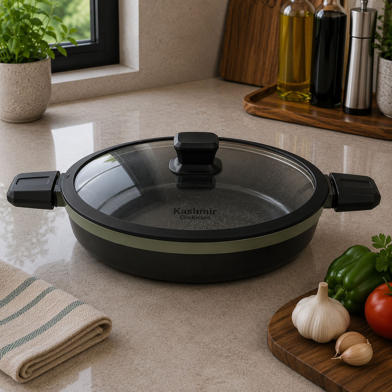 Alpenberg 30cm Shallow Pot with Glass Lid