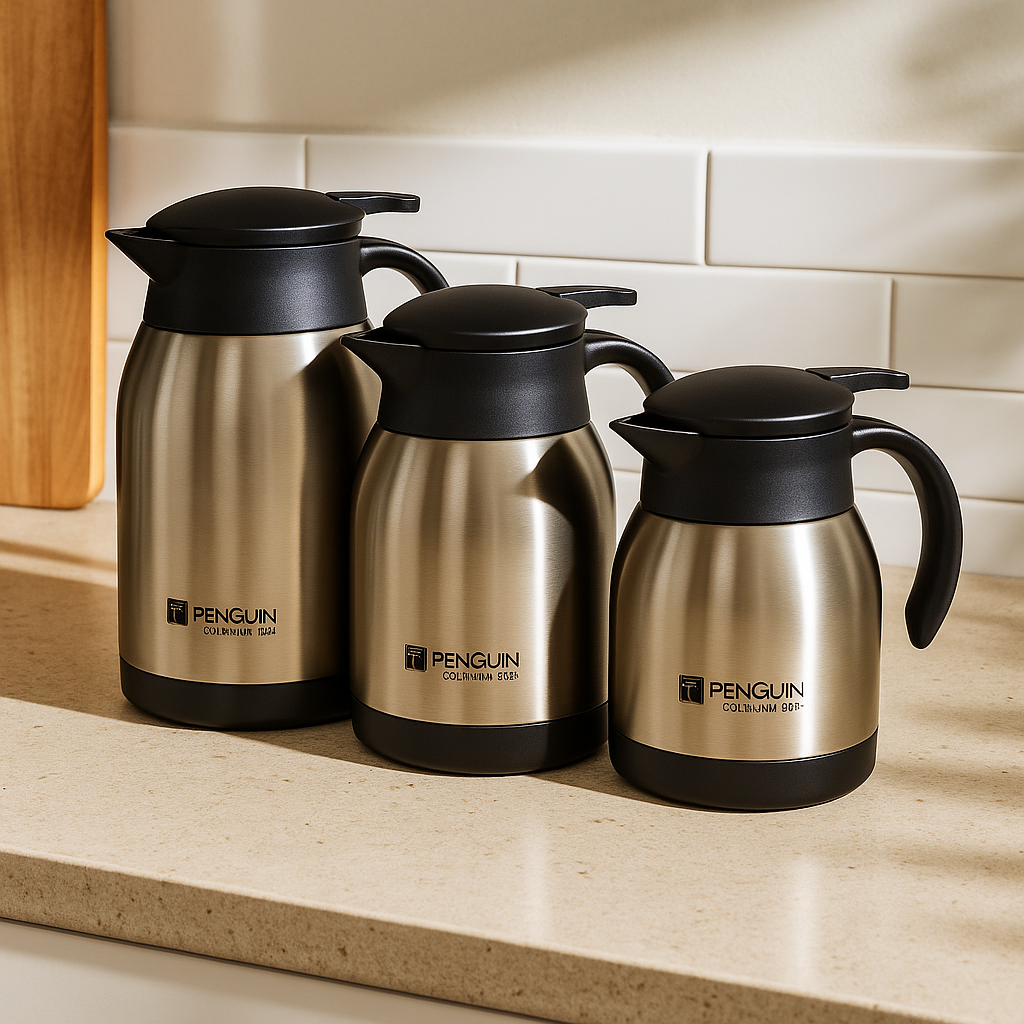 Penguin Stainless Steel Thermos Coffee Pot Vacuum Flask - Gold