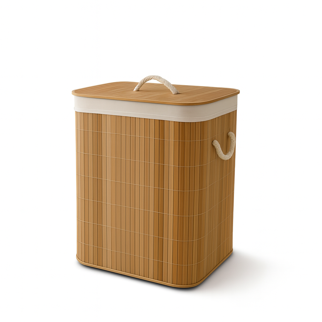 Rectangular Bamboo Laundry Basket