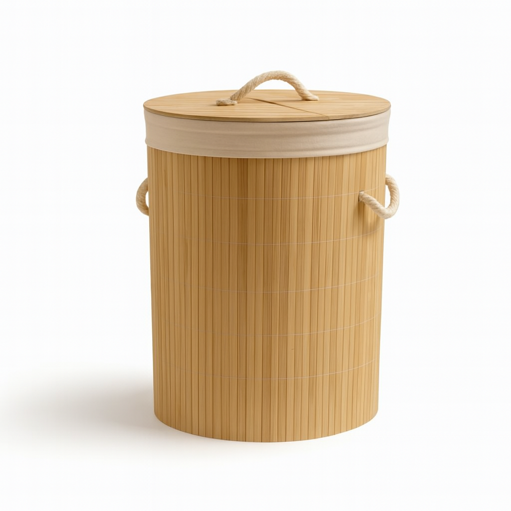 Round Bamboo Laundry Basket