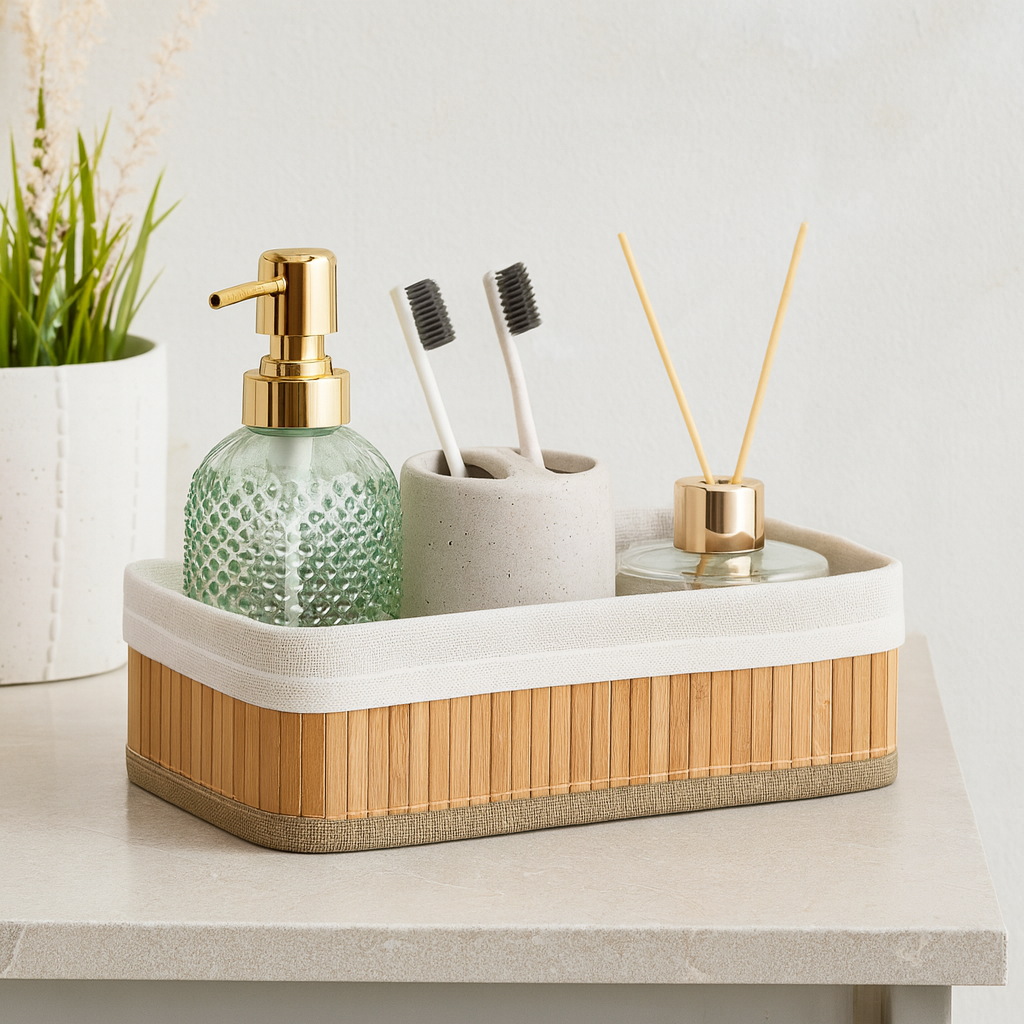 Multipurpose Bamboo Lining Basket Set - Rectangular