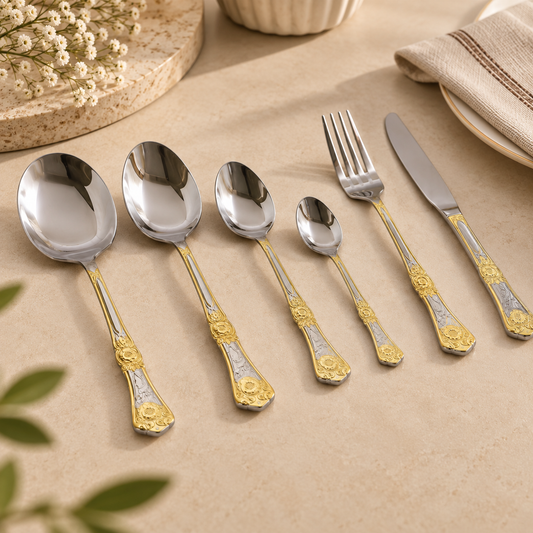 Premium Stainless Steel Gold-Accent Cutlery Set