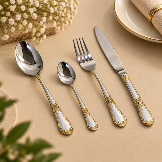 Royal Baroque 24-Piece Stainless Steel Cutlery Set