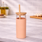 Danny Home Borosilicate Bottle with Wood Lid & Straw 17.7cm