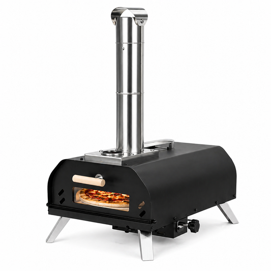 Portable Outdoor Pizza Oven Black Enamel coated Wood Charcoal Fired BBQ Oven
