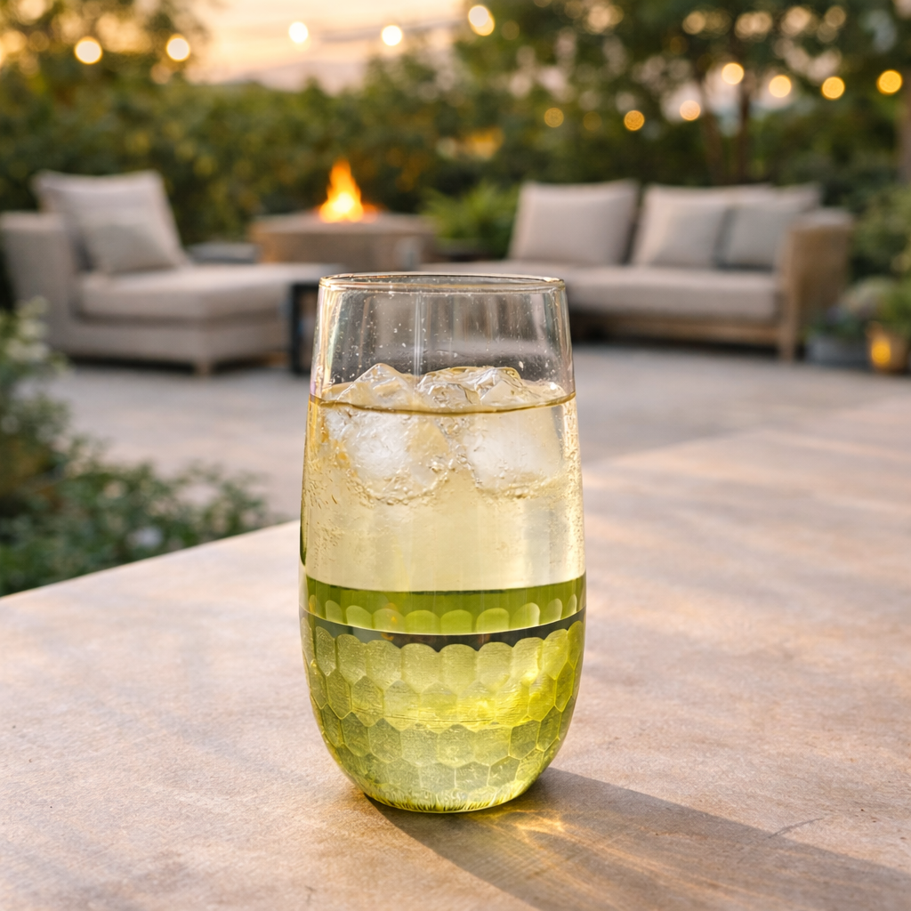 Golden Bottom Crystal Glass - Oval - Set of 6