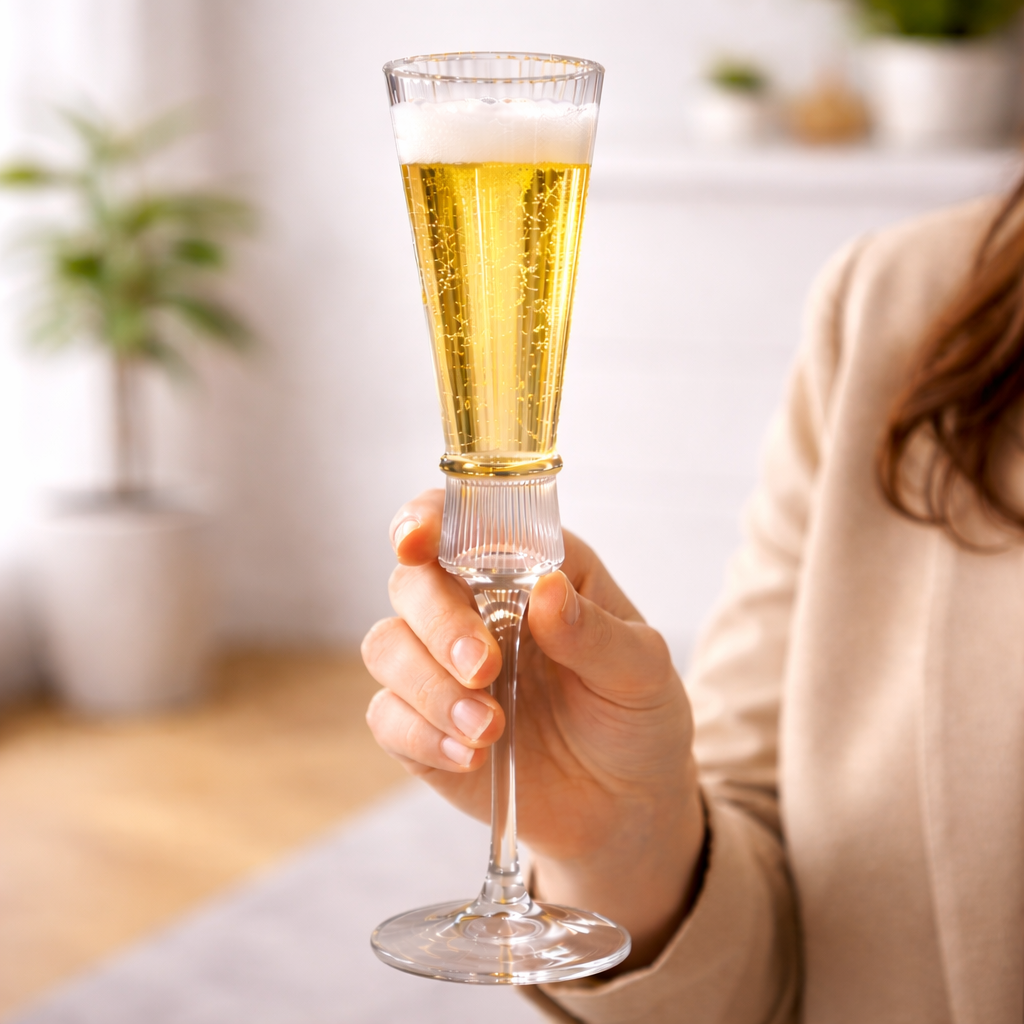 Crystal Golden Champagne Flutes - Set Of 6