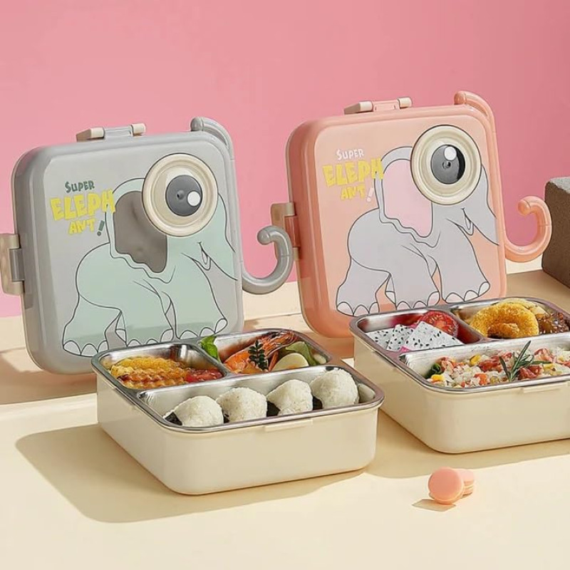Super Elephant Cartoon Lunch Box With Compartments – Kids’ Lunch Solution