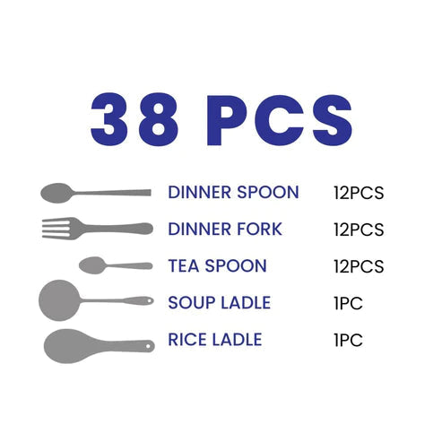 ARSHIA STAINLESS STEEL CUTLERY SETS 38PCS TM762G