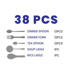 ARSHIA STAINLESS STEEL CUTLERY SETS 38PCS TM762G