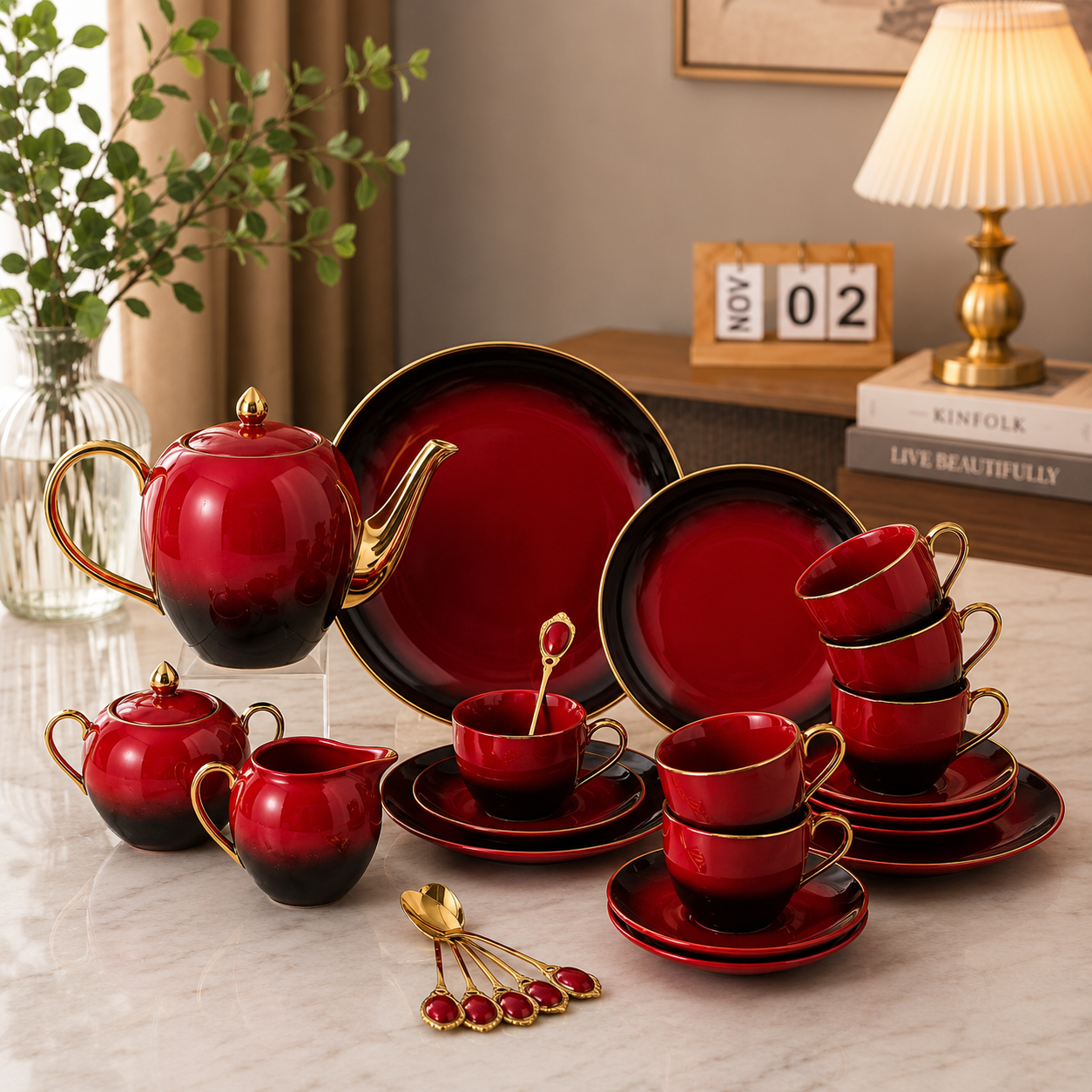Luxe Gradient 24-Piece Tea Set