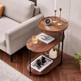 Modern Wooden Side Table 3-Tier